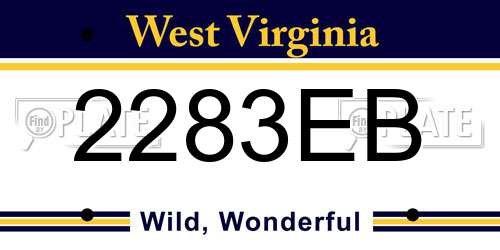 2283EB West Virginia License Plate