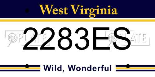 2283ES West Virginia License Plate