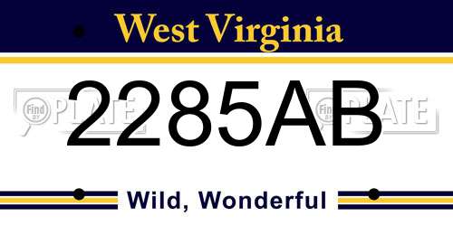 2285AB West Virginia License Plate