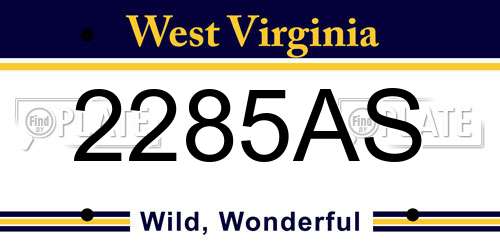 2285AS West Virginia License Plate