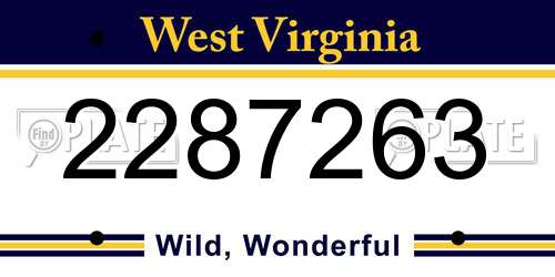 2287263 West Virginia License Plate