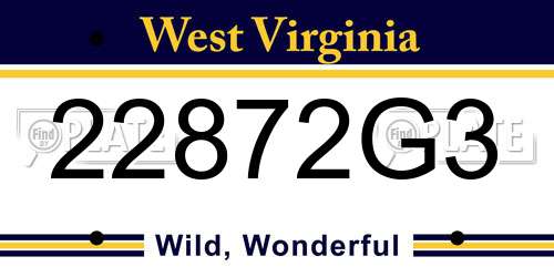 22872G3 West Virginia License Plate