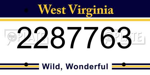 2287763 West Virginia License Plate