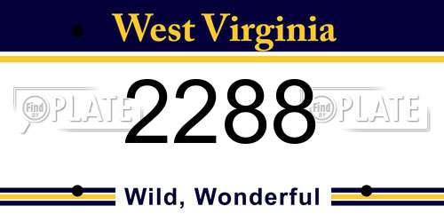 2288 West Virginia License Plate