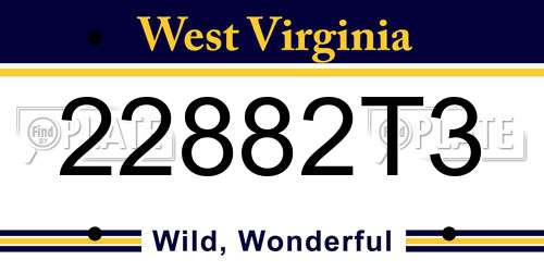 22882T3 West Virginia License Plate