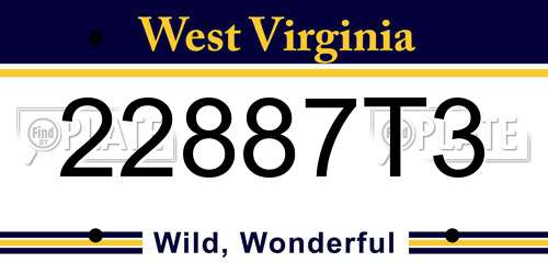 22887T3 West Virginia License Plate