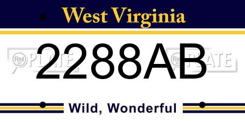 2288AB West Virginia License Plate