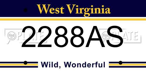 2288AS West Virginia License Plate