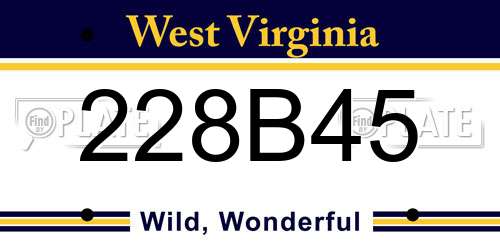 228B45 West Virginia License Plate