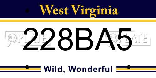 228BA5 West Virginia License Plate