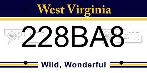 228BA8 West Virginia License Plate