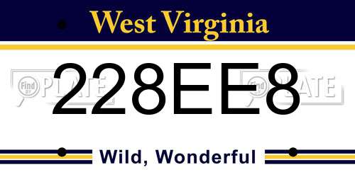 228EE8 West Virginia License Plate