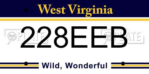 228EEB West Virginia License Plate