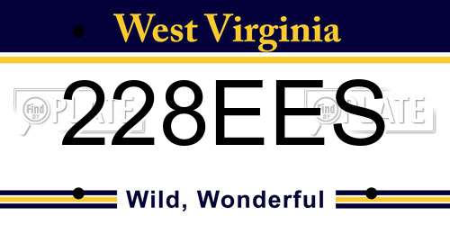 228EES West Virginia License Plate