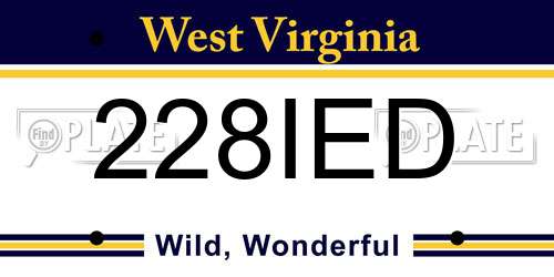 228IED West Virginia License Plate