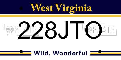 228JTO West Virginia License Plate