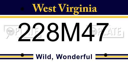 228M47 West Virginia License Plate