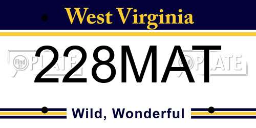 228MAT West Virginia License Plate