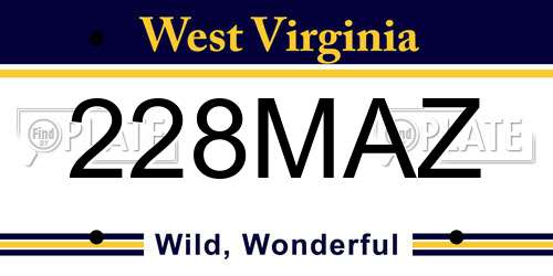 228MAZ West Virginia License Plate