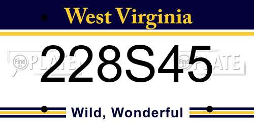 228S45 West Virginia License Plate