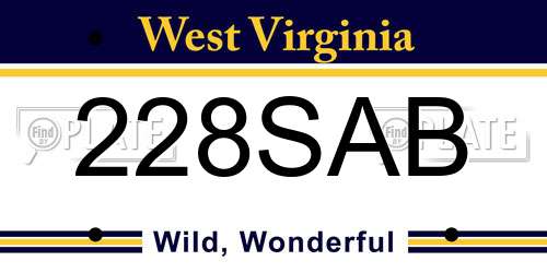 228SAB West Virginia License Plate