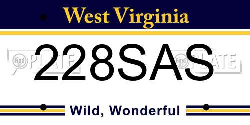 228SAS West Virginia License Plate