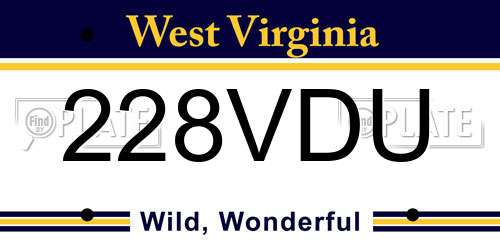 228VDU West Virginia License Plate