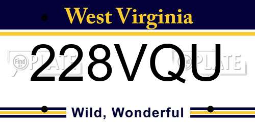 228VQU West Virginia License Plate