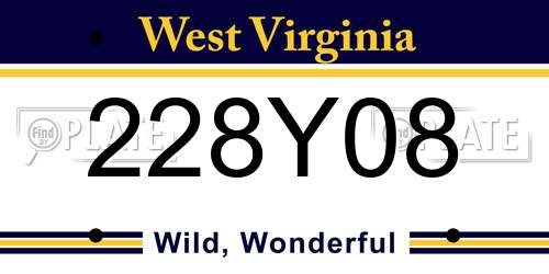 228Y08 West Virginia License Plate
