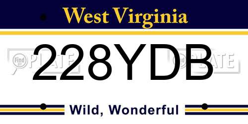 228YDB West Virginia License Plate