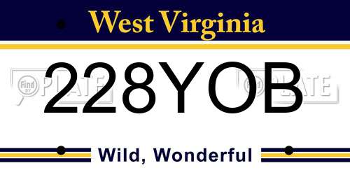 228YOB West Virginia License Plate