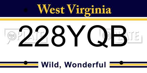 228YQB West Virginia License Plate