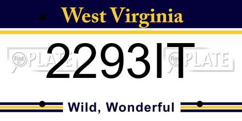 2293IT West Virginia License Plate