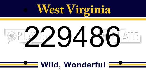 229486 West Virginia License Plate
