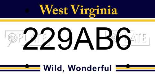 229AB6 West Virginia License Plate
