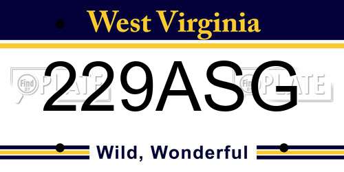 229ASG West Virginia License Plate