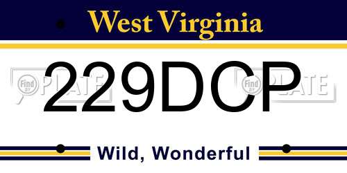 229DCP West Virginia License Plate