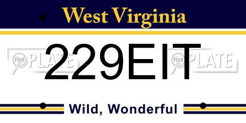 229EIT West Virginia License Plate