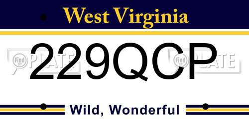 229QCP West Virginia License Plate