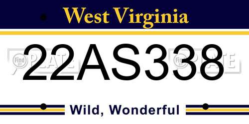 22AS338 West Virginia License Plate