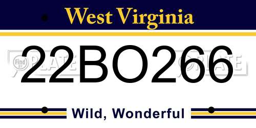 22BO266 West Virginia License Plate