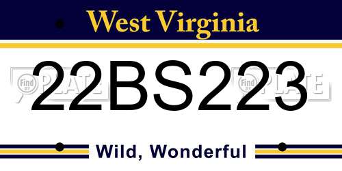 22BS223 West Virginia License Plate