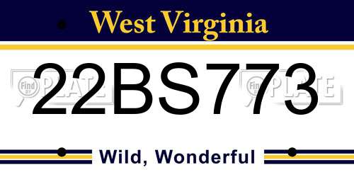 22BS773 West Virginia License Plate