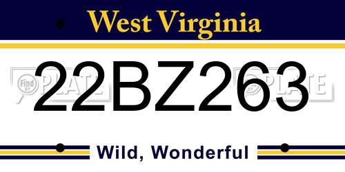 22BZ263 West Virginia License Plate