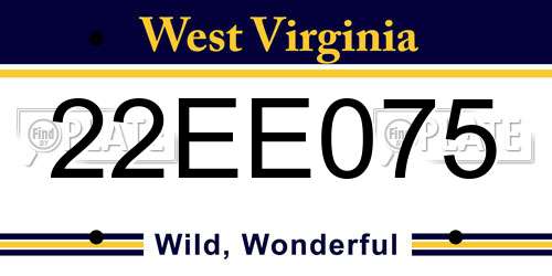 22EE075 West Virginia License Plate