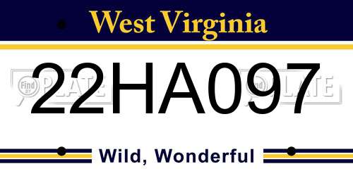22HA097 West Virginia License Plate