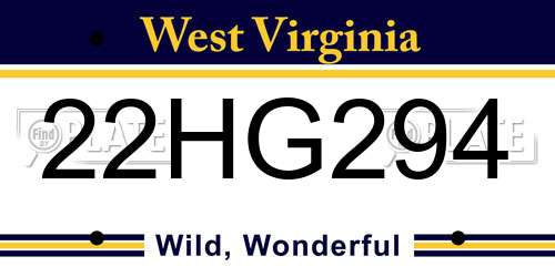 22HG294 West Virginia License Plate