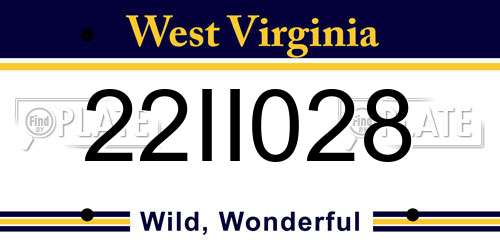 22II028 West Virginia License Plate