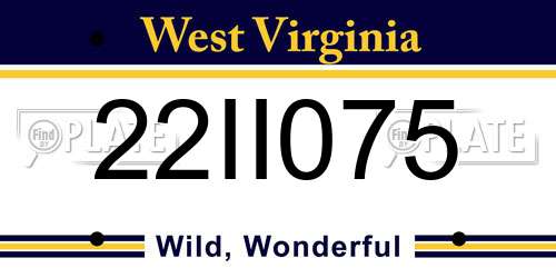 22II075 West Virginia License Plate