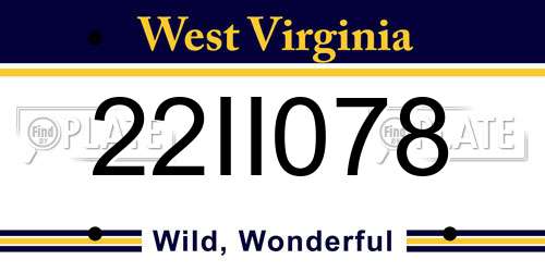22II078 West Virginia License Plate